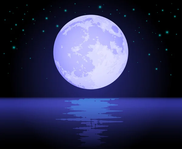 Moon Reflecting Over the Ocean — Stock Vector