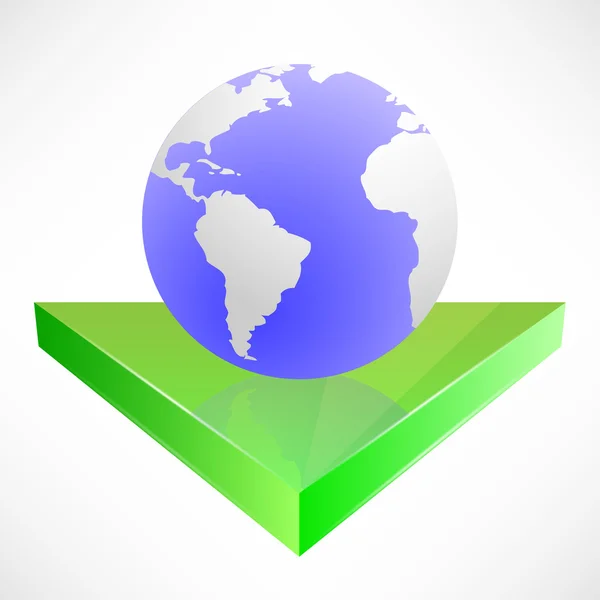 Aarde geïsoleerd op de groene pijl — Stockvector