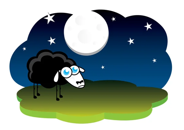 Lonely black sheep — Stock Vector