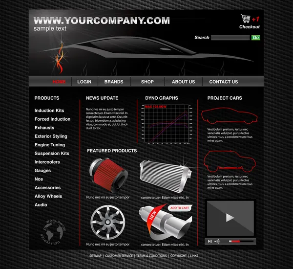 Tuning del vehículo Sitio web — Vector de stock