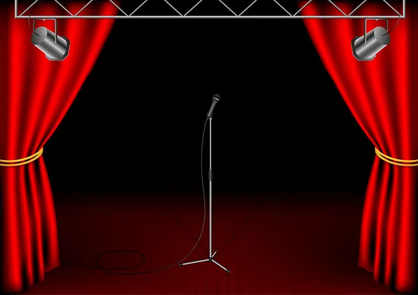 Bühne mit isoliertem Mikrofon — Stockvektor