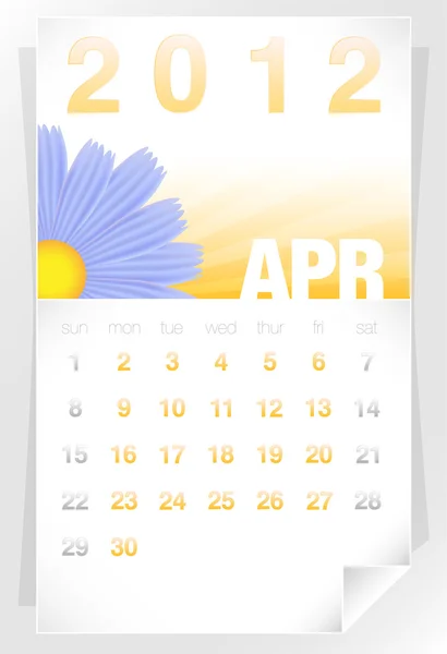 2012 Floral April Calendar — Stock Vector