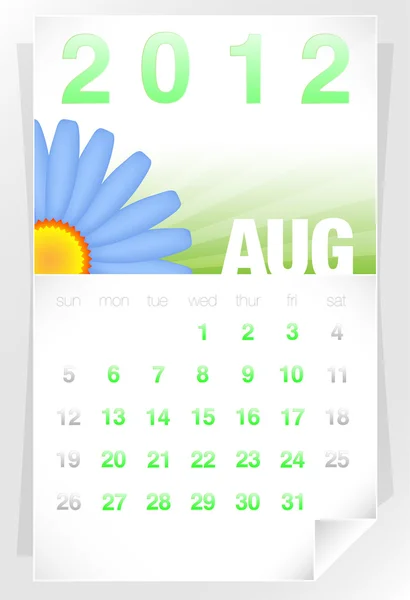Floral Αυγούστου ημερολόγιο 2012 — Διανυσματικό Αρχείο