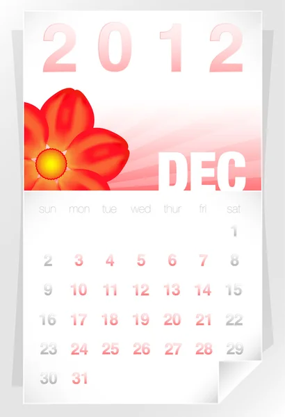 2012 Floral dezembro Calendário — Vetor de Stock