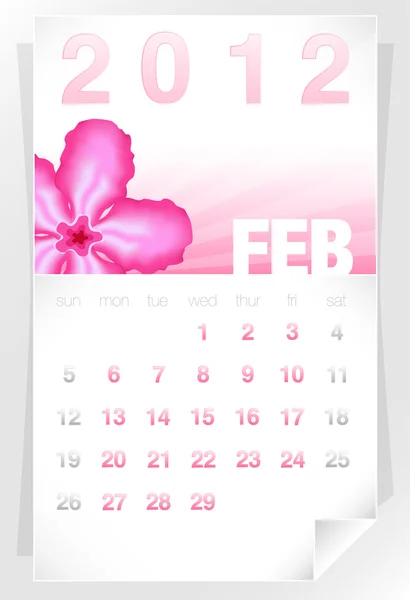 2012 Calendario floral de febrero — Archivo Imágenes Vectoriales