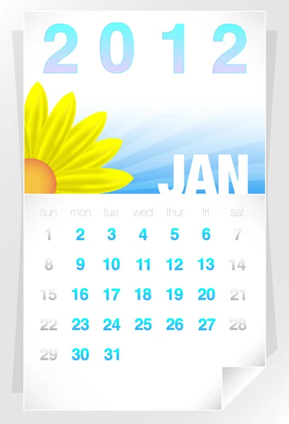 2012 blommig januari kalendern — Stock vektor