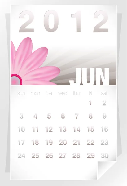 Floral ημερολόγιο Ιουνίου 2012 — Διανυσματικό Αρχείο