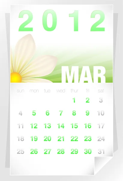 Floral Μαρτίου 2012 ημερολόγιο — Διανυσματικό Αρχείο