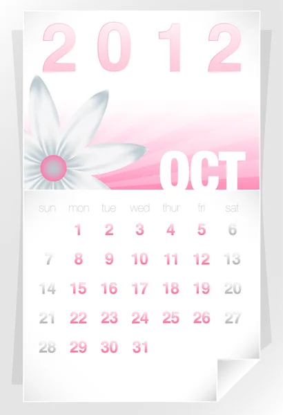 2012 floral oktober kalender — Stockvector