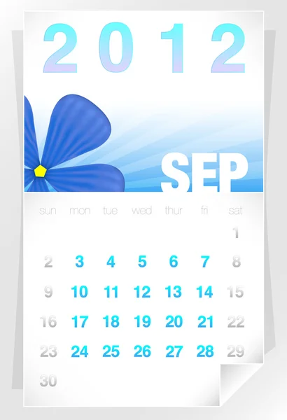2012 blommig september kalendern — Stock vektor