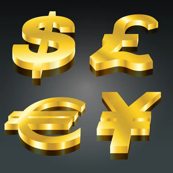 Golden Currency Set — Stock Vector