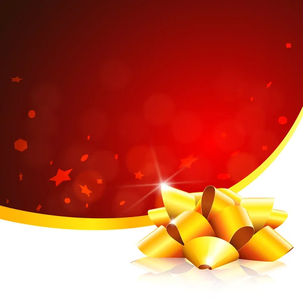 Rode Kerstkaart met gouden lint — Stockvector