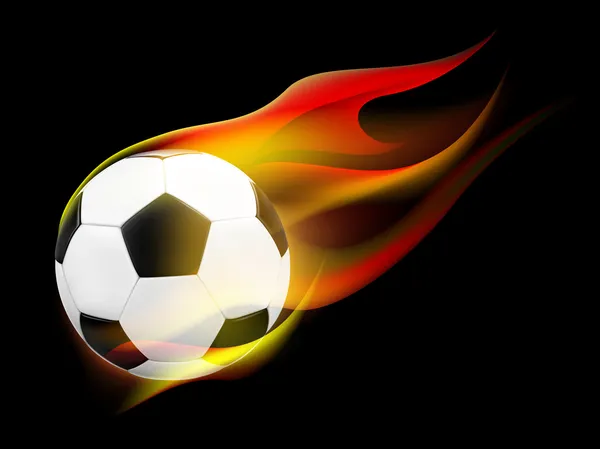 Ballon de football avec flammes — Image vectorielle