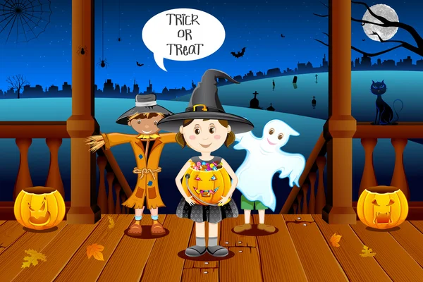 Barnen i halloween-kostym — Stock vektor