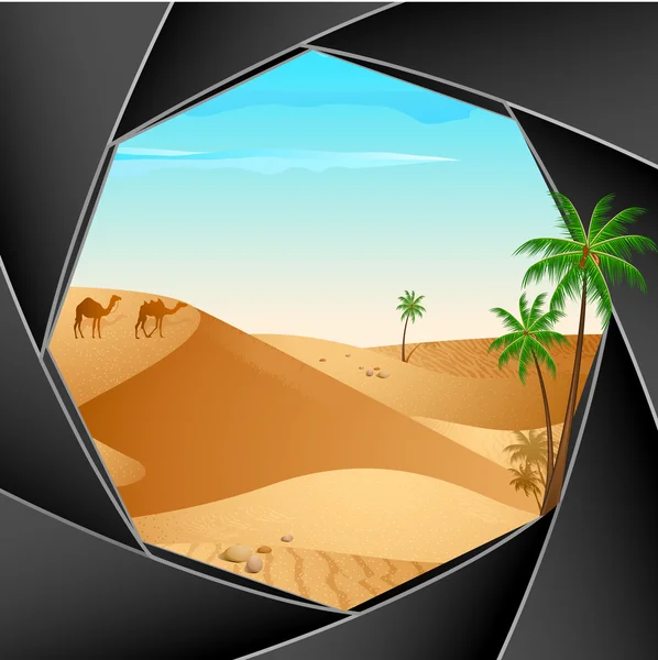 Escena del desierto a través de la cámara — Archivo Imágenes Vectoriales