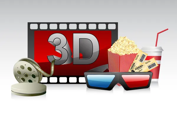 3D bril met film streep — Stockvector