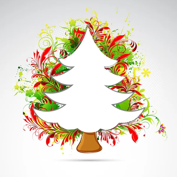 Floral χριστουγεννιάτικο δέντρο — Διανυσματικό Αρχείο