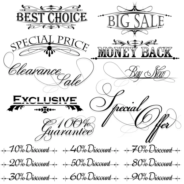 Elementi di design vintage in vendita testo — Vettoriale Stock