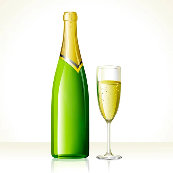 Kieliszek i butelka szampana — Wektor stockowy