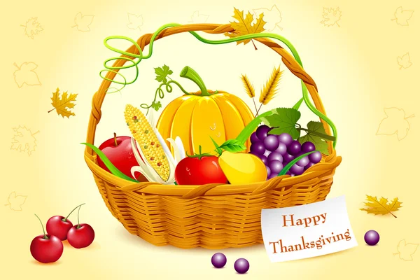 Panier plein de légumes de Thanksgiving — Image vectorielle