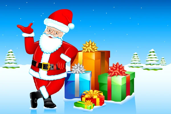Santa with Gifts — Stock Vector