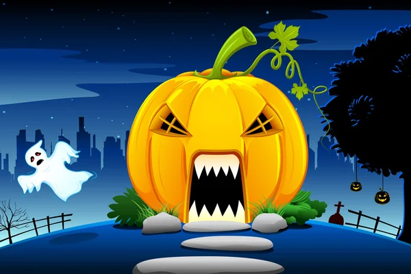 Maison de citrouille Halloween — Image vectorielle
