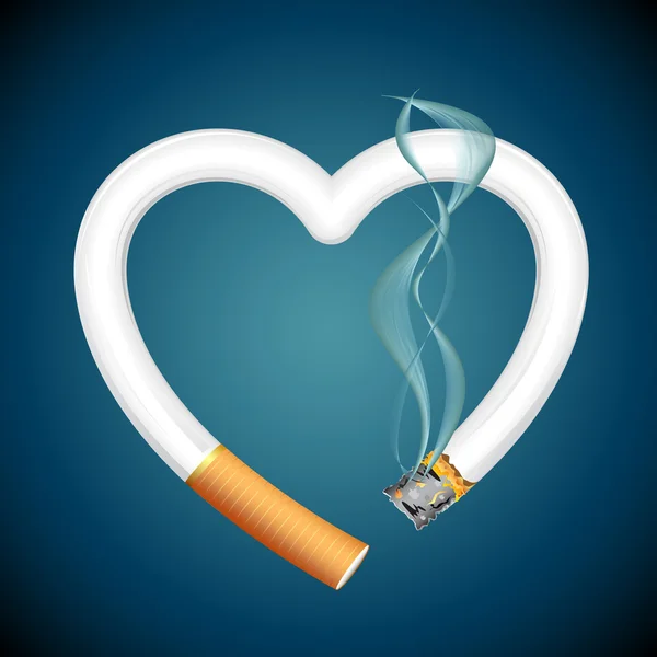 Cigareta hořící srdce — Stockový vektor