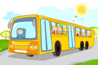 Kids in School Bus clipart