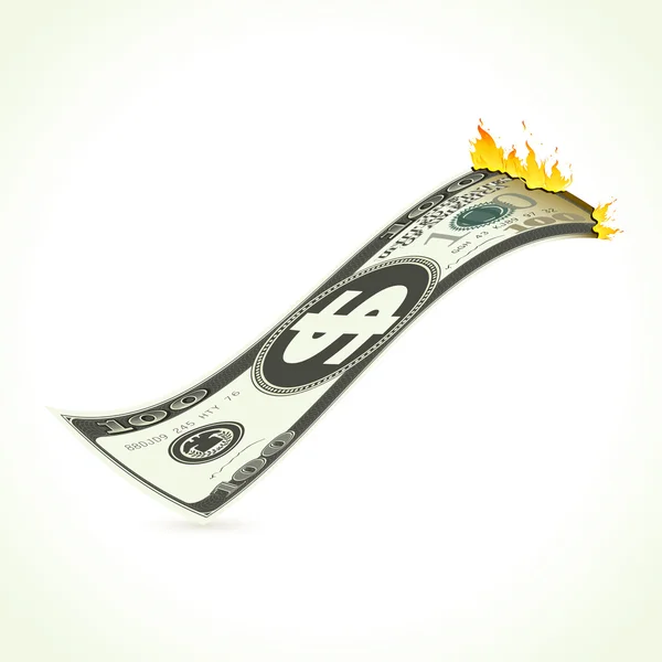 Burning Dollar — Stock Vector