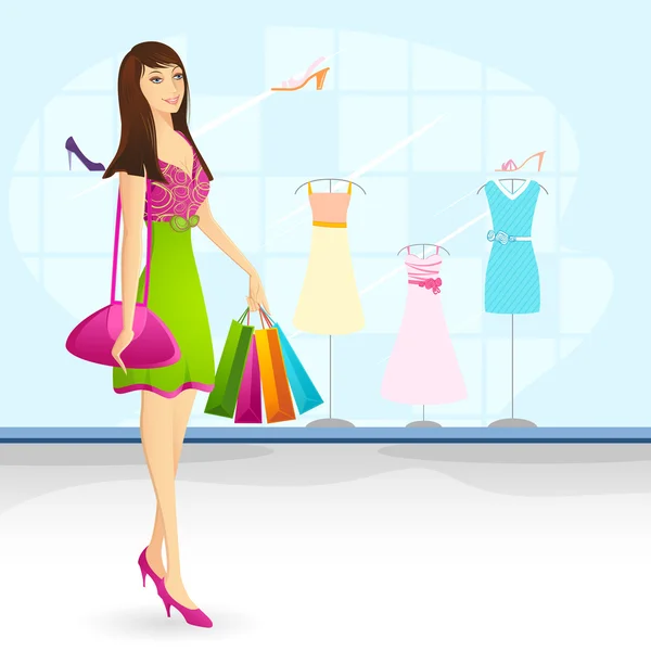 Shopping Lady — Stock Vector