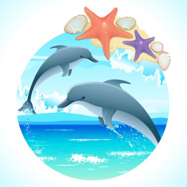 Jumping Dolphins clipart