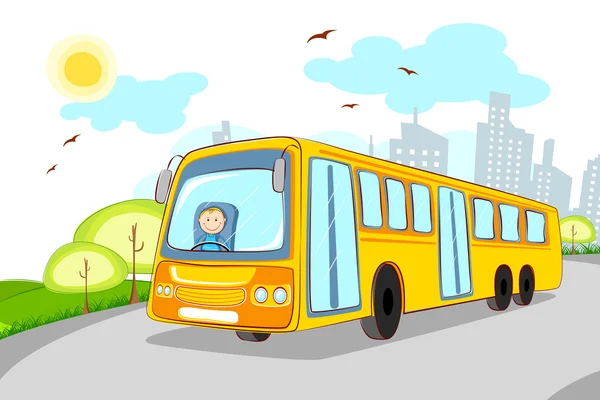 Driver in School Bus — Stock Vector