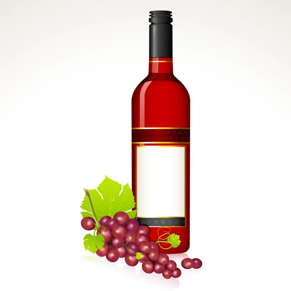 葡萄与葡萄酒瓶 — 图库矢量图片