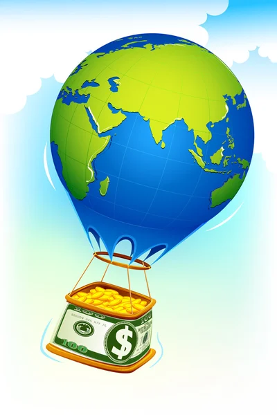 stock vector Coin in Dollar hot air balloon