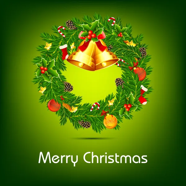 Decorated Christmas Wreath — Stock Vector
