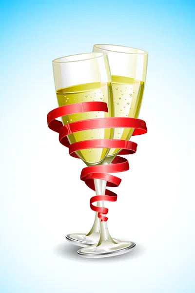 Champagne Glass with Ribbon — Stock Vector