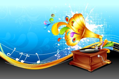 Gramaphone in abstract background clipart