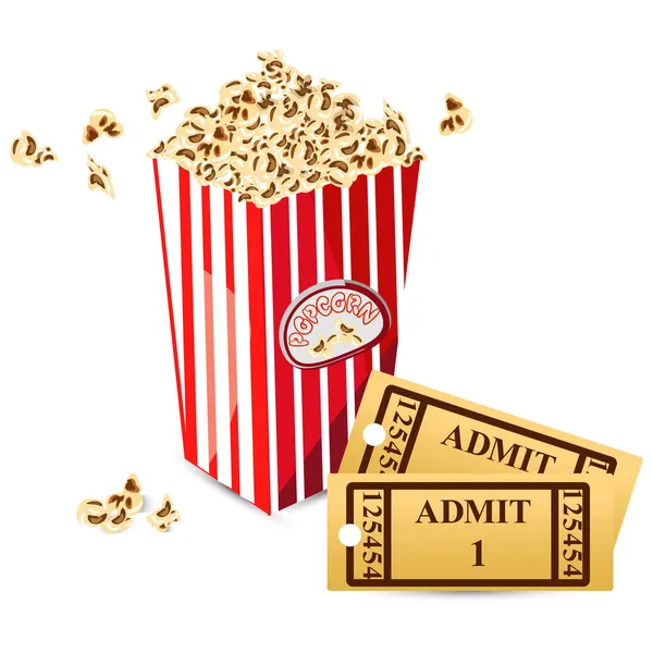Popcorn s film jízdenku — Stockový vektor