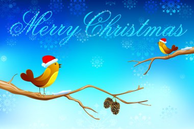 Love Birds wishing Merry Christmas clipart