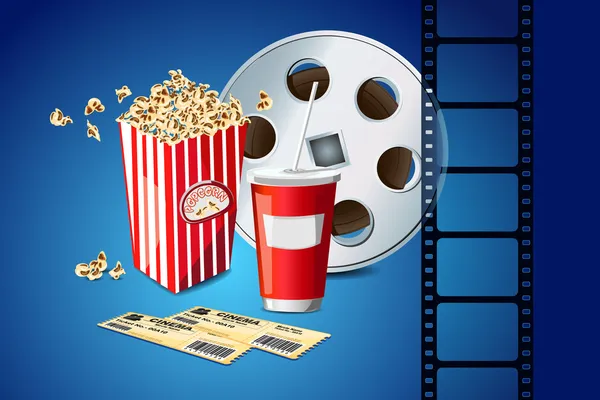 Film reel en pop corn — Stockvector