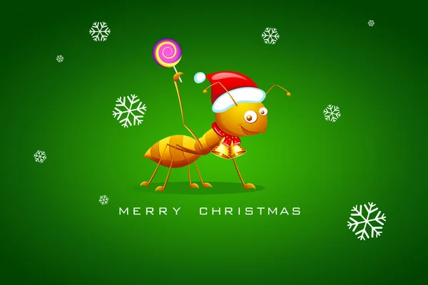Ant celebrating Christmas — Stock Vector