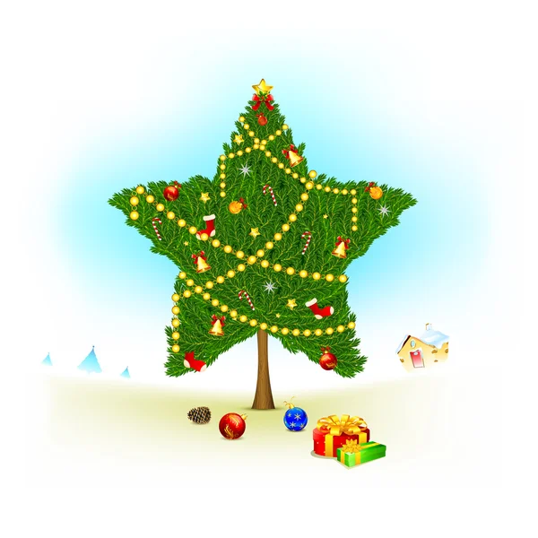 Start vorm kerstboom — Stockvector