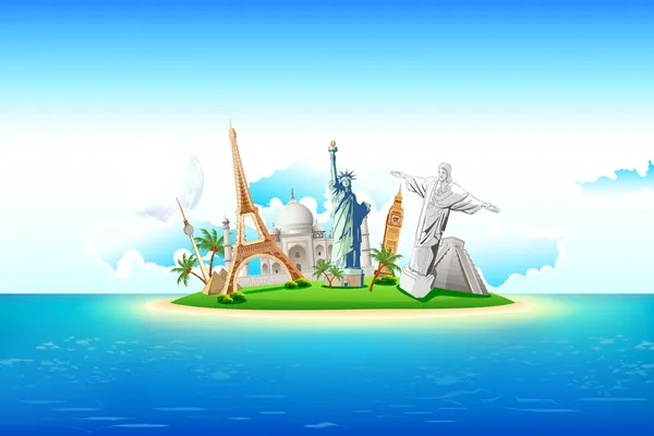Monuments sur l'île — Image vectorielle