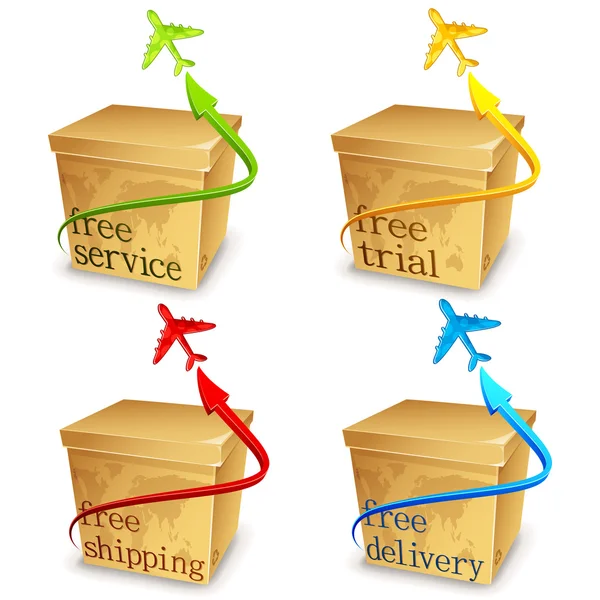 Free Shipping Carton — Stock Vector