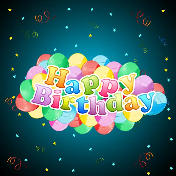 Doğum günü kartı ile balon — Stok Vektör