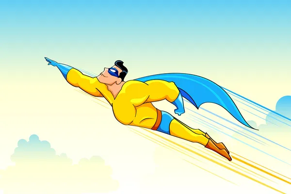 Superhéroe volador — Vector de stock