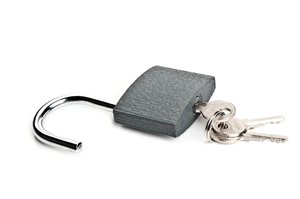 Metallic lock and keys — Stock Photo, Image