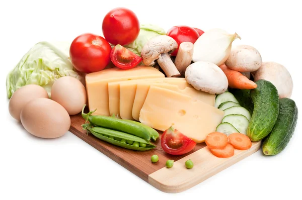 Cheese and fresh vegetables — Stock Photo, Image