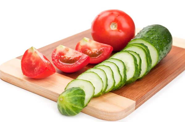 Färsk röd tomat och gurka — Stockfoto
