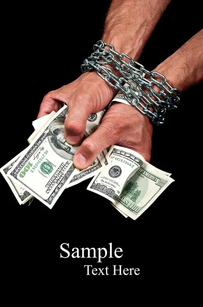 stock image Hands with dollars in chain